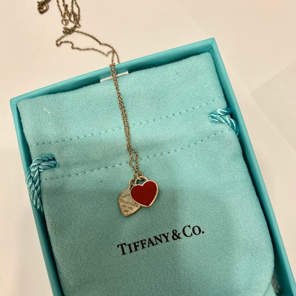 Tiffany & Co. Double Heart Tag Pendant Necklace